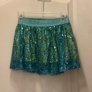 Kids Turquoise Sequins Skort, size 6/6X